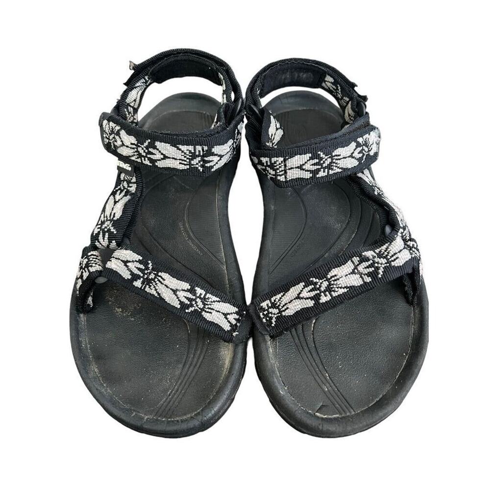 6 Teva Women's Hurricane 4 Sport Sandals Black White Floral Adjustable